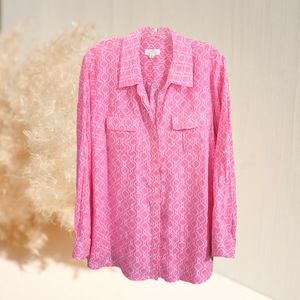 Linen Charter Club Luxury Women's Button-Front Blouse Shirt sz 2X